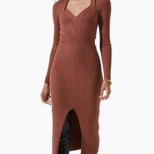 ASTR The Label Women's Front Twist Dusty Mauve Sweater Long Sleeve Dress sz M